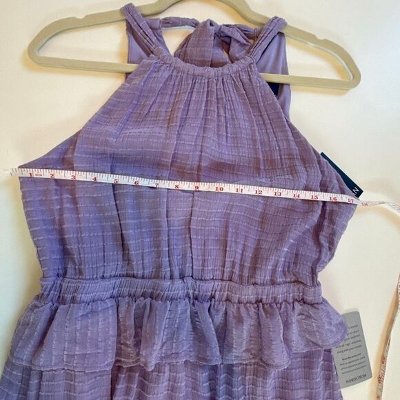 NWT Donna Morgan Lilac halter neck ruffled tiered midi dress. Size 4 - Picture 12 of 13
